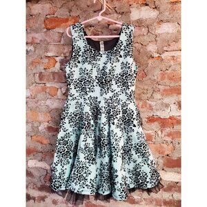 Beautees Dress Girls Sz 12 Teal & Black Full Skirt